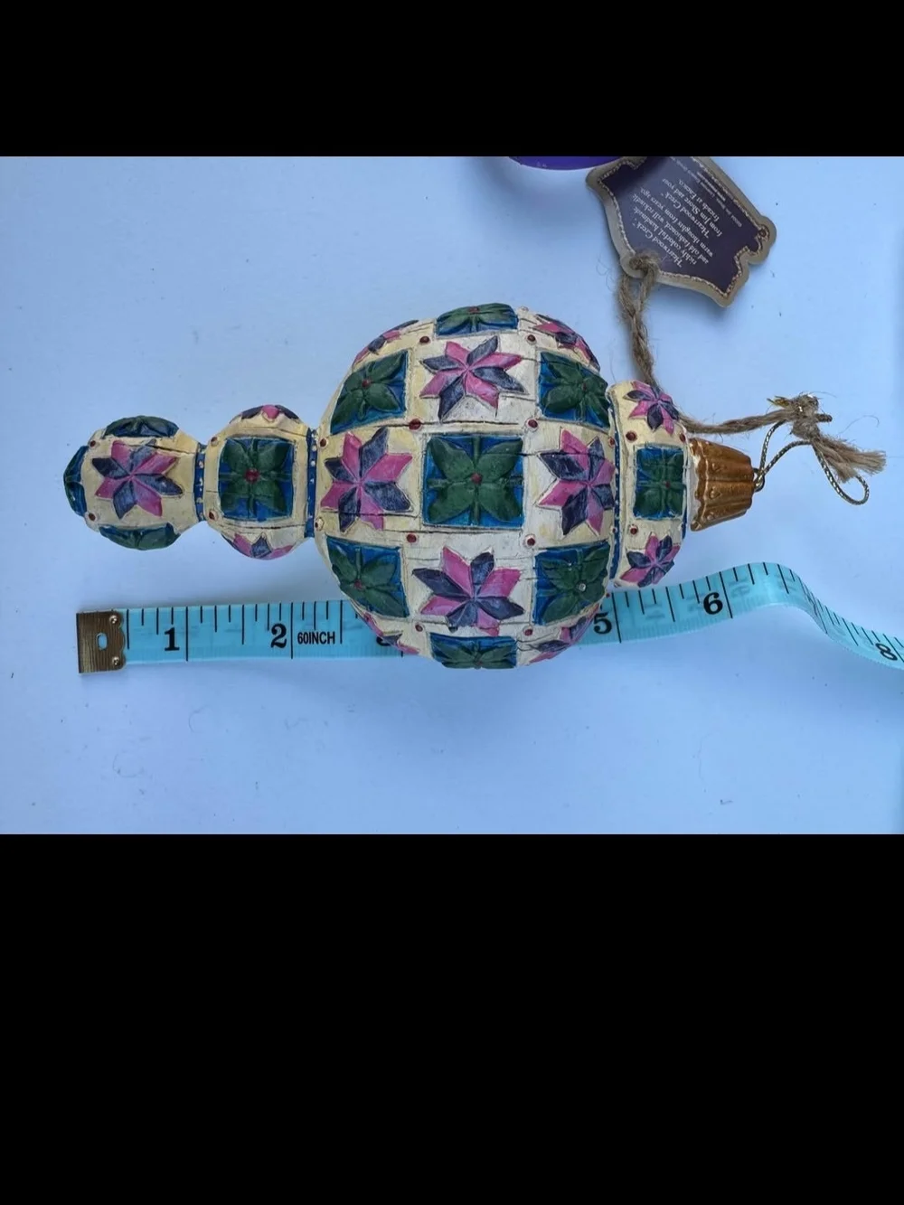 Jim Shore Multicolor Folk-Art Blue Red Cream Green Ornaments
